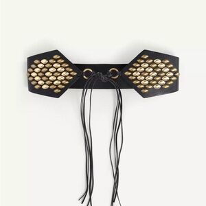 Limited edition Zara leather Black and Gold Studded Women's Belt